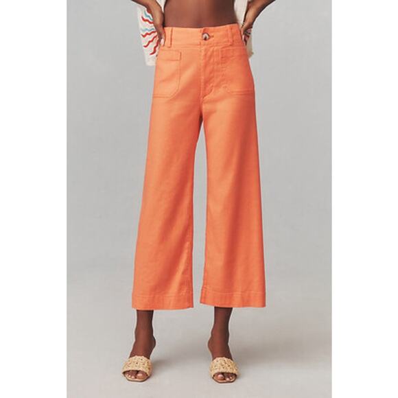 Maeve by Anthropologie The Colette Faux Leather Cropped Wide-Leg Pants Size 26 - Picture 1 of 9